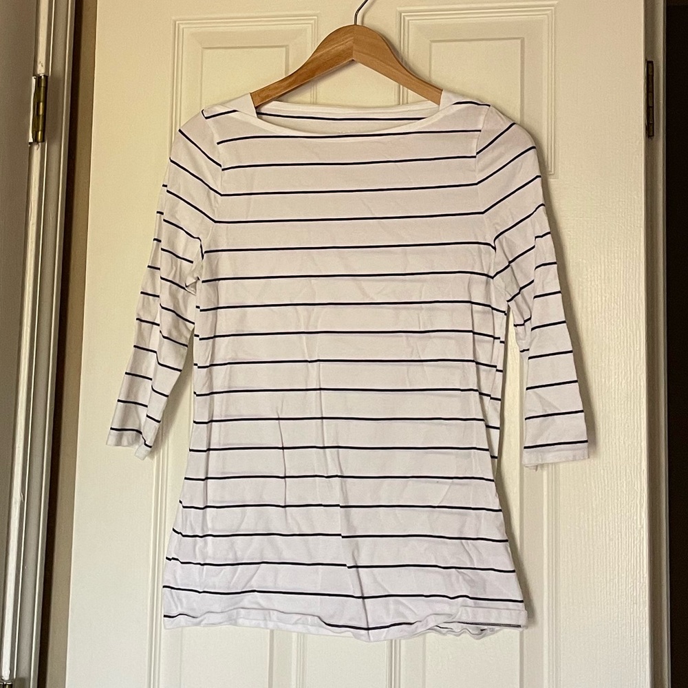 Striped Boatneck 3/4 Sleeve Tee